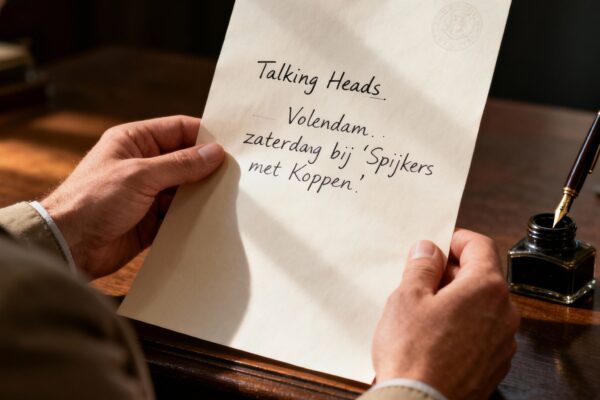 Liefdesbrief uit volendam aan talking heads: zaterdag bij spijkers met koppen