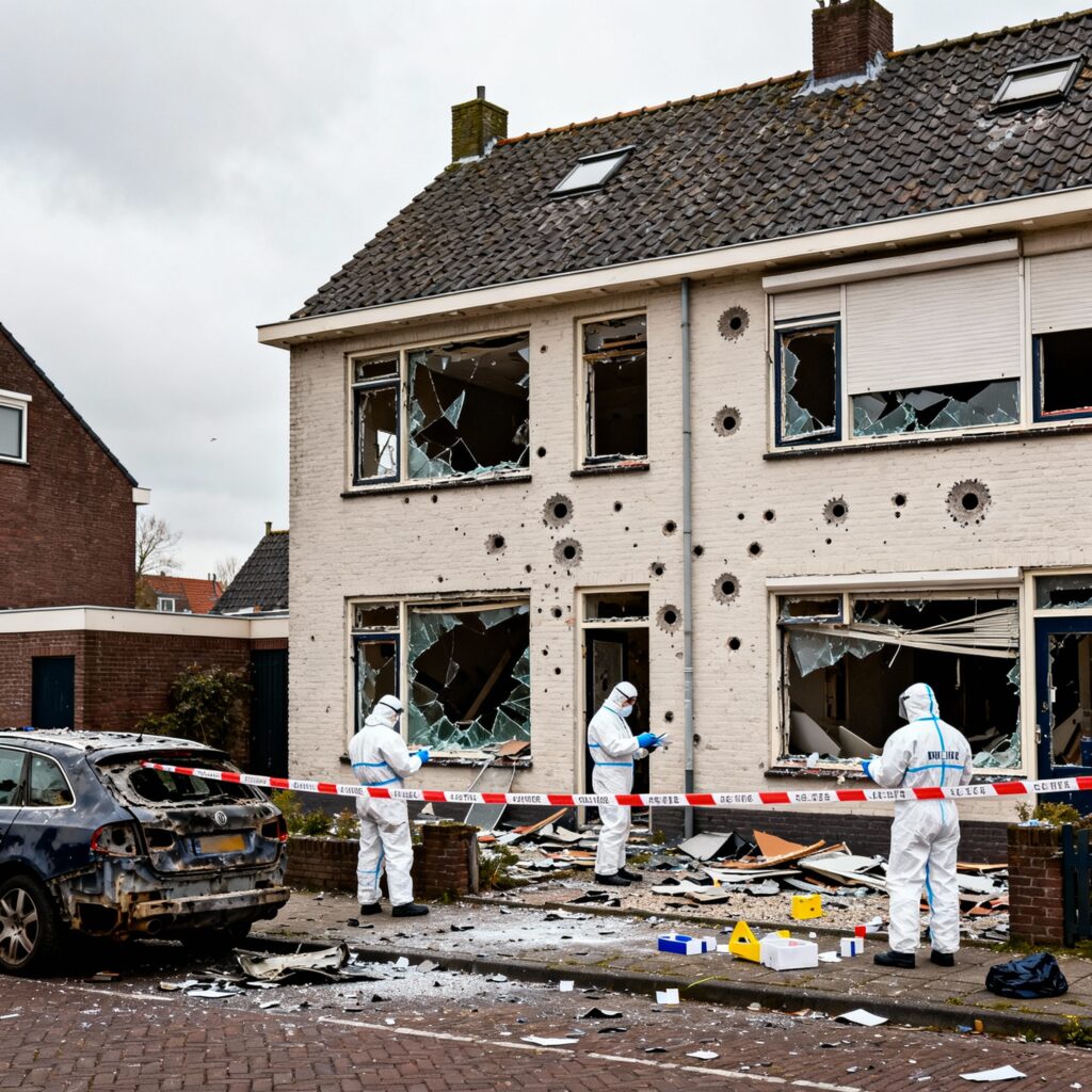 Beschieting en explosie verwoesten woning in Alkmaar, verdachten vastgelegd op camerabeelden