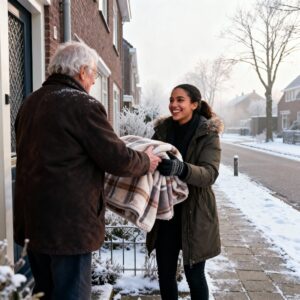 Rajae uit purmerend helpt buurtbewoners tijdens winterweer: ‘de wereld moet menselijker worden’