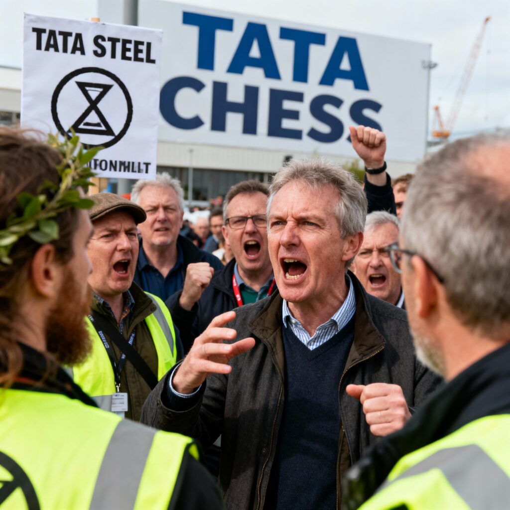 Ijmonders kritisch op extinction rebellion na protest bij tata steel chess tournament