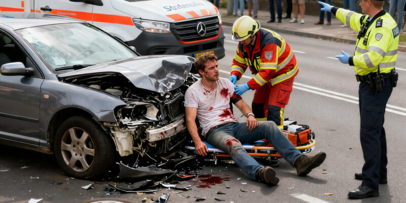 Stratenmaker gewond bij aanrijding met bestelbus in amersfoort