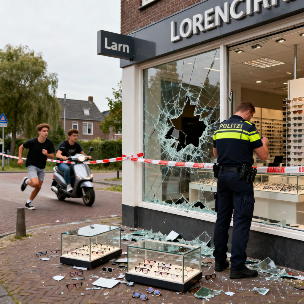 Inbraak bij opticien in laren: politie zoekt daders op scooter