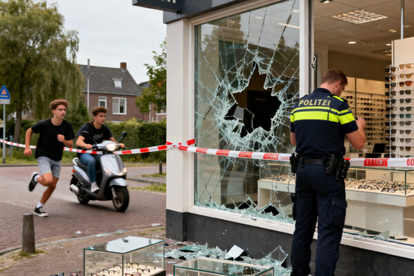 Inbraak bij opticien in laren: politie zoekt daders op scooter