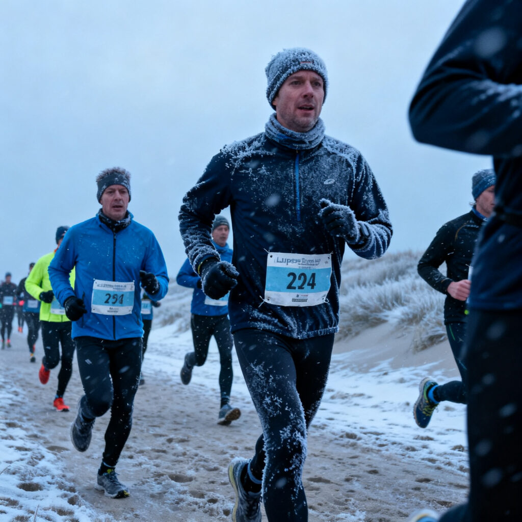 Hardlopers trotseren ijskou tijdens egmond halve marathon