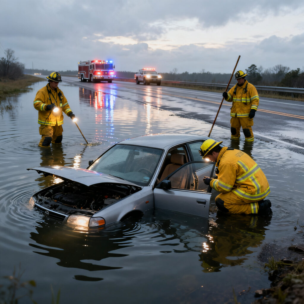 Auto te water in zierikzee, brandweer zoekt naar inzittenden