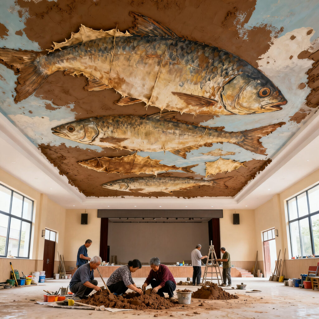 Vishuiden en polderklei op het plafond? cultuurschuur wieringerwerf werkt aan bijzonder kunstwerk