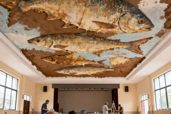 Vishuiden en polderklei op het plafond? cultuurschuur wieringerwerf werkt aan bijzonder kunstwerk