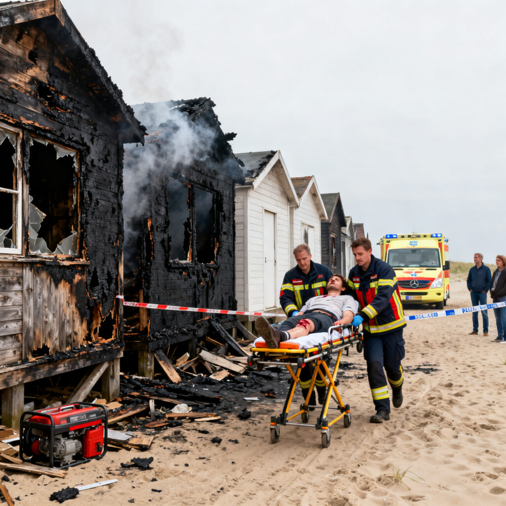 Zes strandhuisjes in velsen-noord afgebrand, een gewonde naar het ziekenhuis